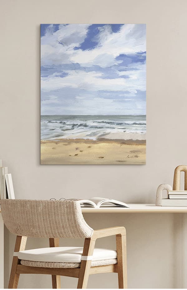 Calmness will radiate from your home office with coastal art
