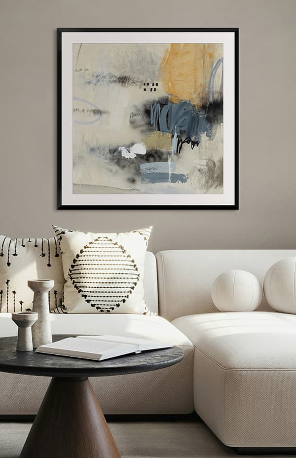 Modern art compliments sleek living rooms