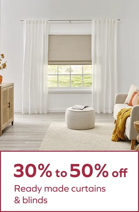 30-50% off Ready made curtains & blinds