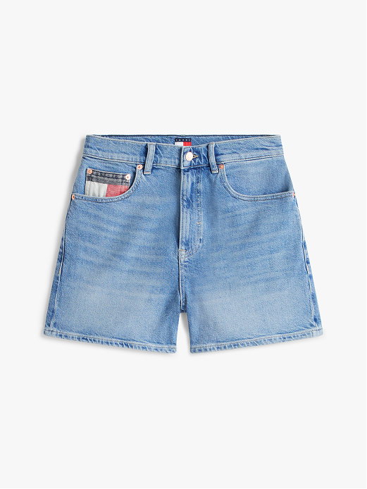 Mom Jeans-Shorts mit Color Block-Design