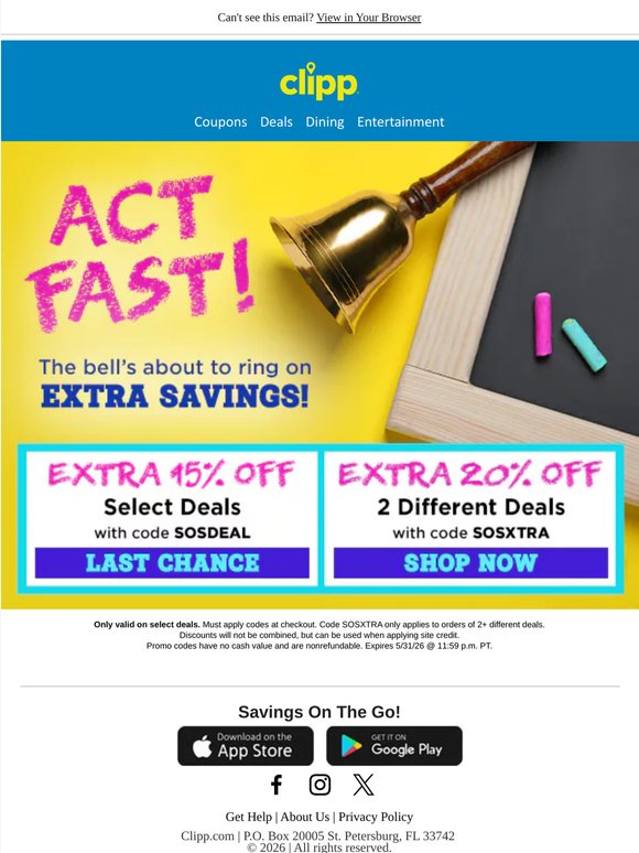 EXTRA Savings Are About to be Dismissed!