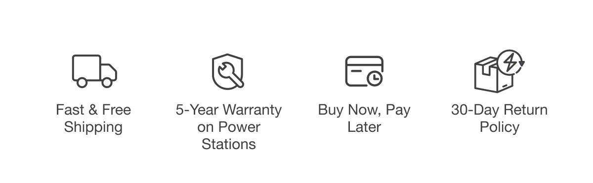Fast & Free Shipping | 5-year Warranty on Power Stations | Buy Now, Pay Later | 30-Day Returns Policy