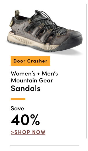Door Crasher Women's + Men's Mountain Gear Sandals Save 40%