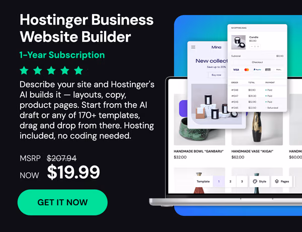 Hostinger Business Website Builder: 1-Yr Subscription