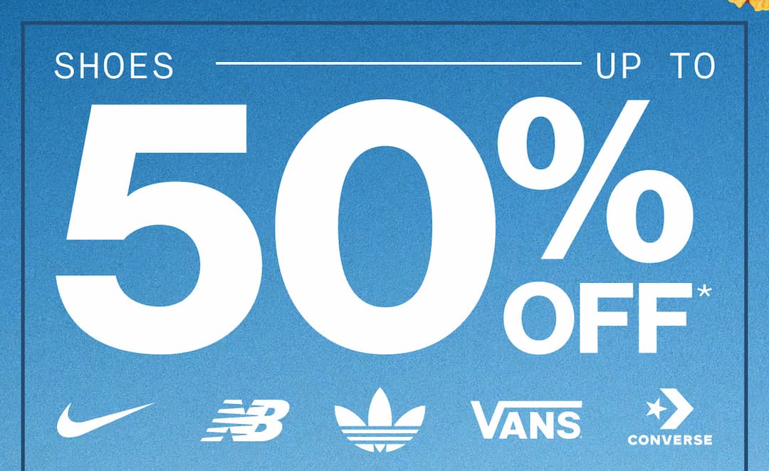 Shoe Flash Sale: up to 50% off* select Nike, New Balance, adidas, Vans, Converse & Crocs