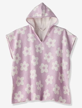 Bath/Beach Poncho with Recycled Cotton, for Children - lilac