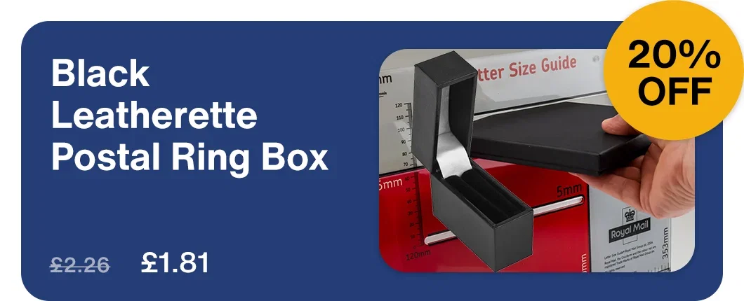20% OFF Black Leatherette Postal Ring Box