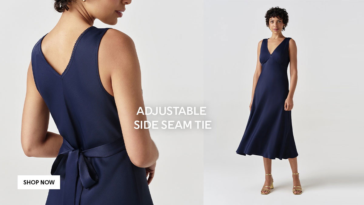 Alessia Picot V-Neck Satin Midi Dress
