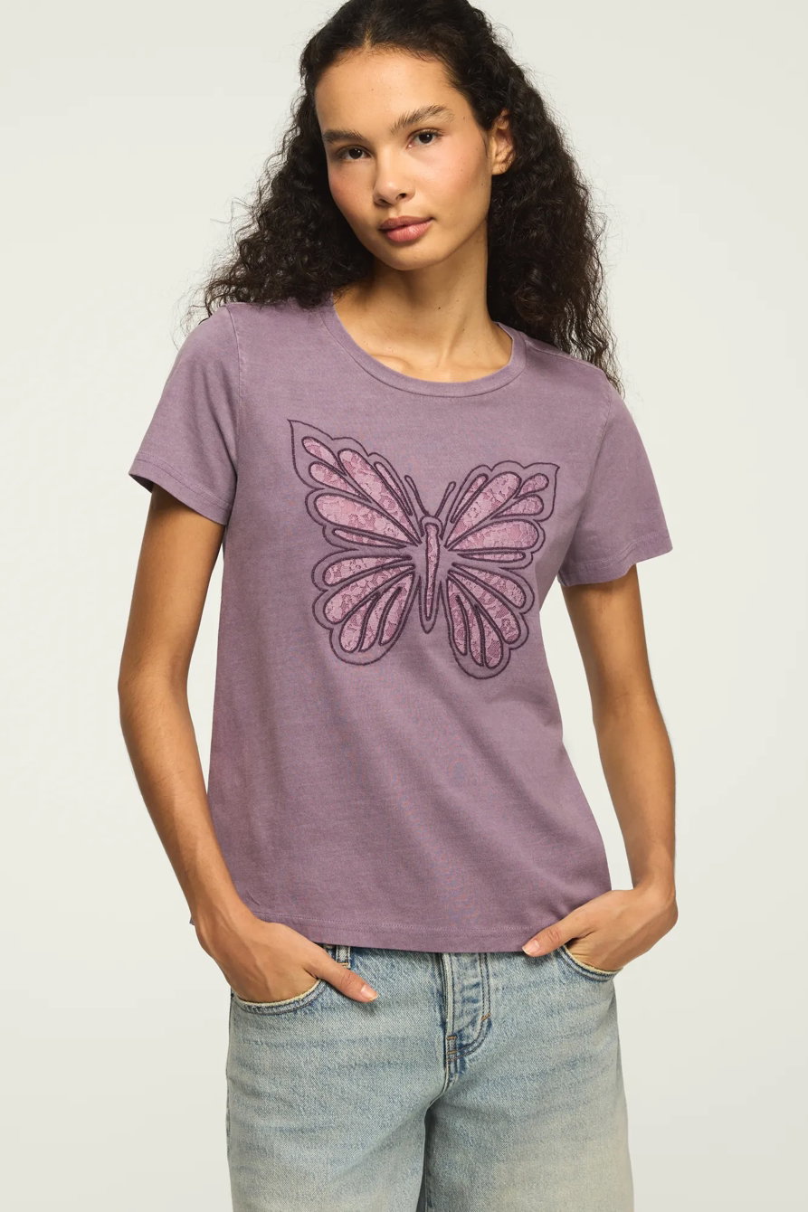 Image of Lucky Brand Lace Butterfly Classic Crew in Rhapsody