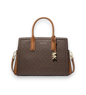 Bolso satchel Laila mediano con logotipo marrón