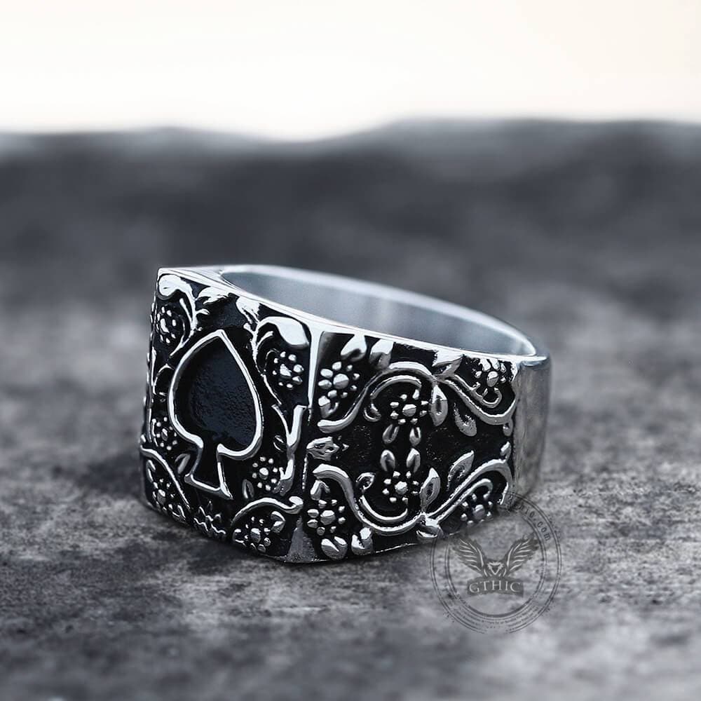 Image of Poker Spades Stainless Steel Biker Ring