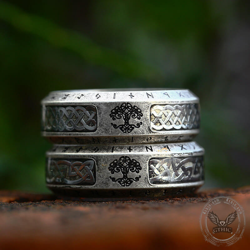 Image of Tree Of Life Knot Stainless Steel Viking Band Ring