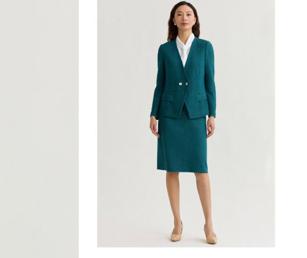 Tonal Grid Straight Knit Skirt
