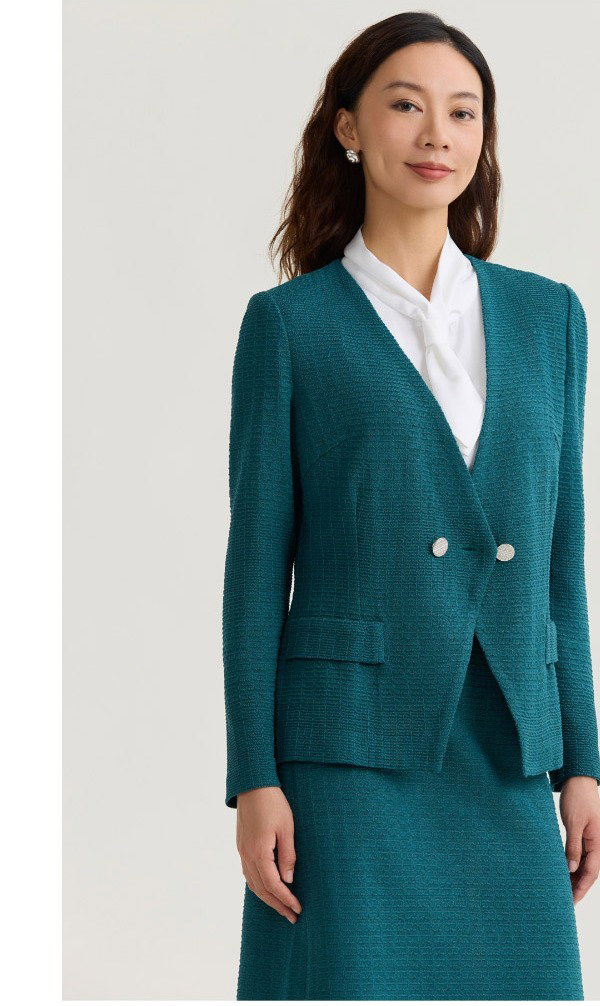 Tailored Two-Button Crossover Knit Jacket