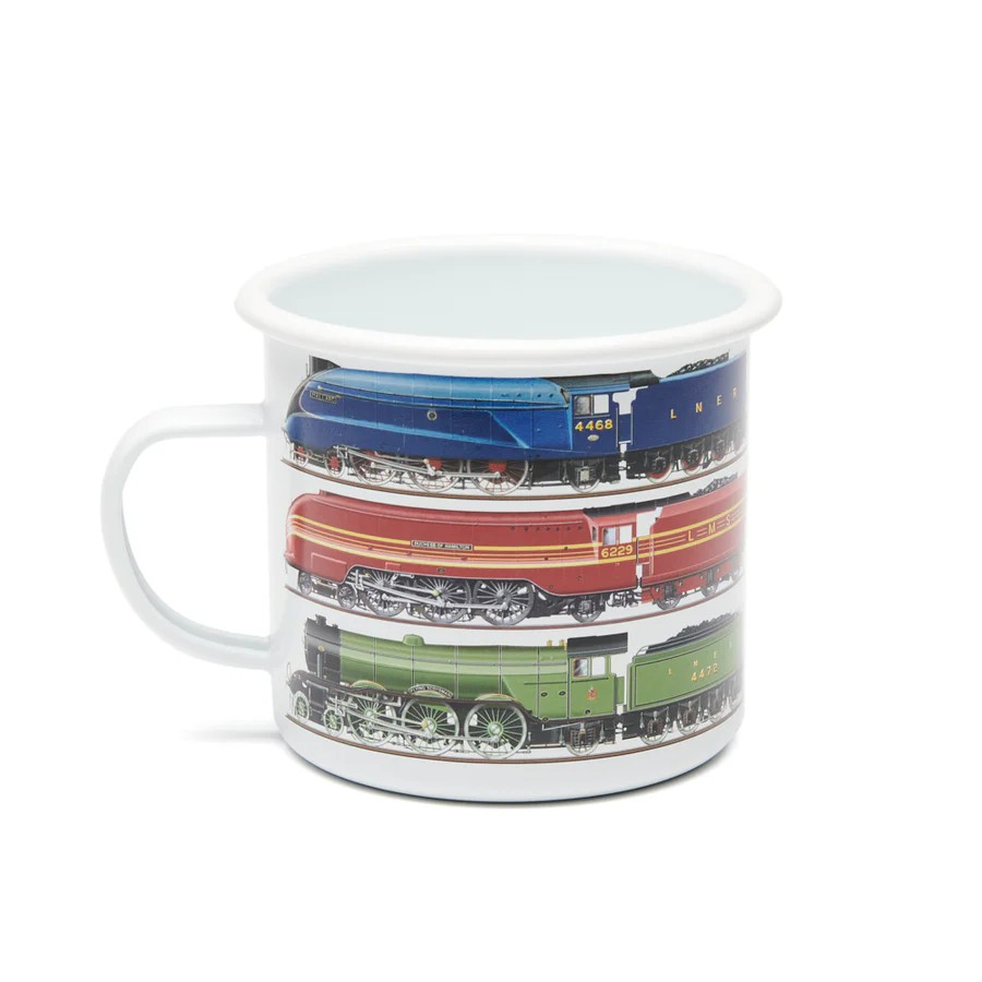 railway icons enamel mug