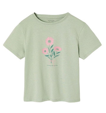 Printed short-sleeved t-shirt sage green