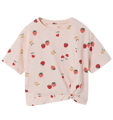 Tropical short-sleeved T-shirt with knot