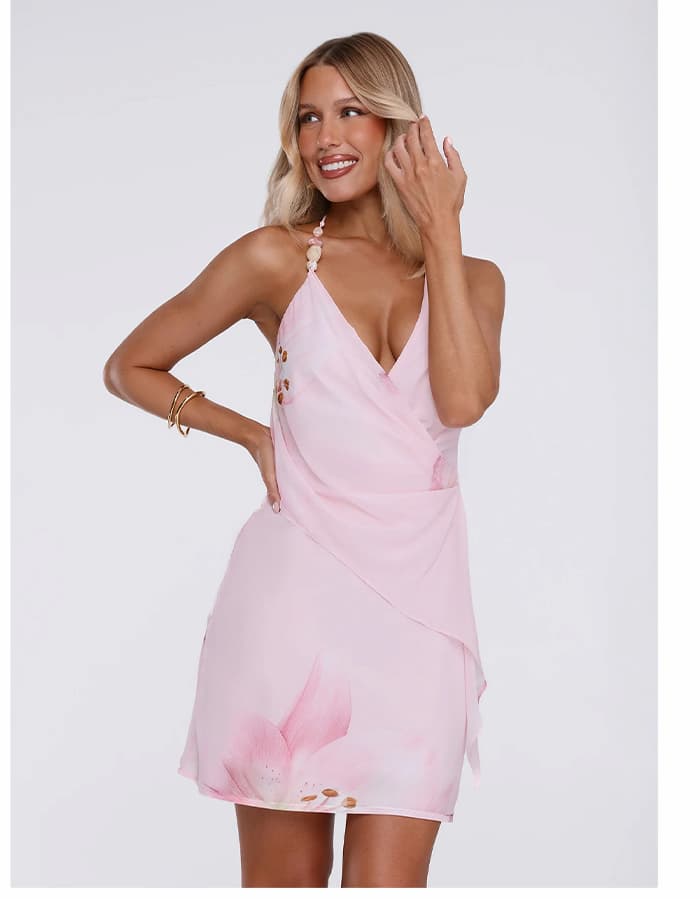 Soft Aura Halter Mini Dress Pink