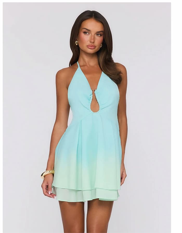 Sunflare Glow Mini Dress Blue