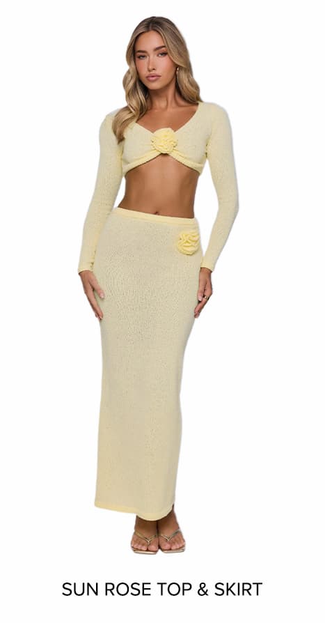 Sun Rose Knit Top & Maxi Skirt Yellow