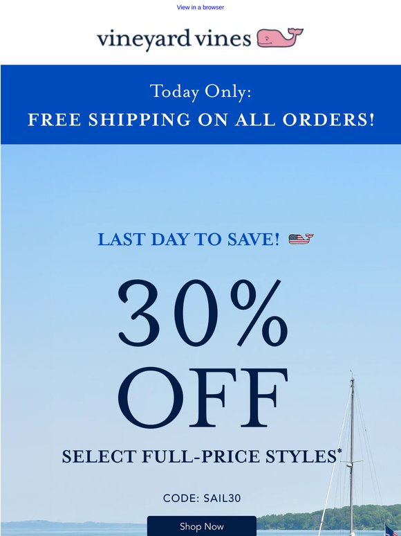 LAST DAY: 30% Off Select Styles + Free Shipping