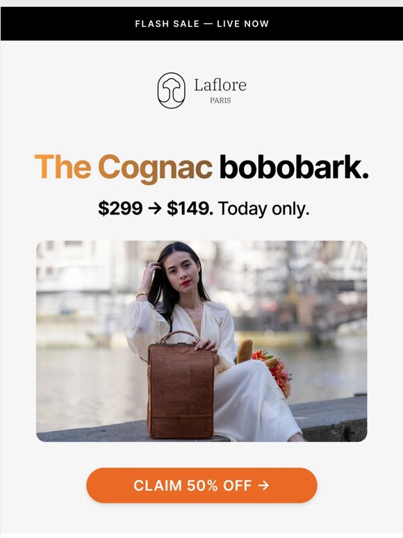 The cognac bobobark is 50% off — today only.