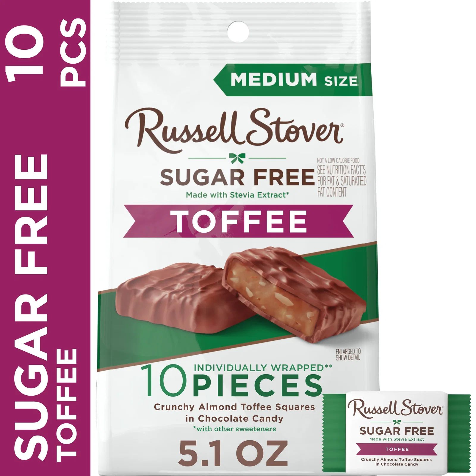 Sugar Free Toffee Squares In Chocolate Candy, 5.1 Oz. Bag