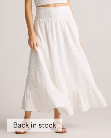 100% Organic Cotton Gauze Smocked Maxi Skirt