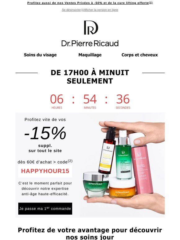 Happy Hours : -15% suppl. sur TOUT jusqu'à minuit 🎉