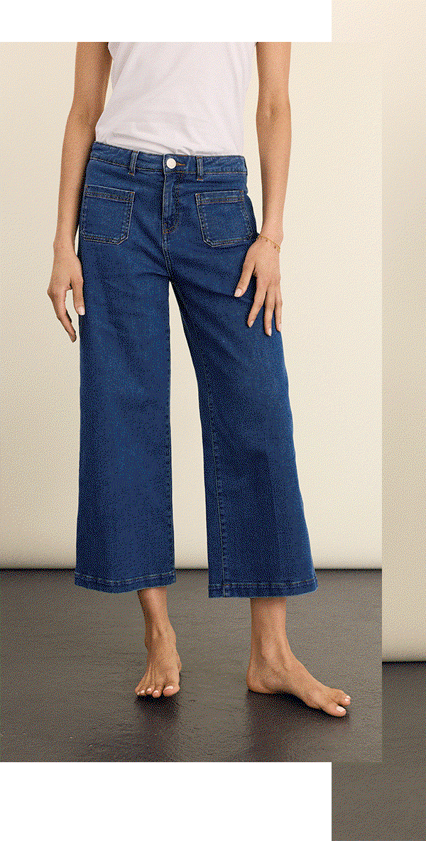 Jena Organic Cotton Stretch Wide Crop Jeans