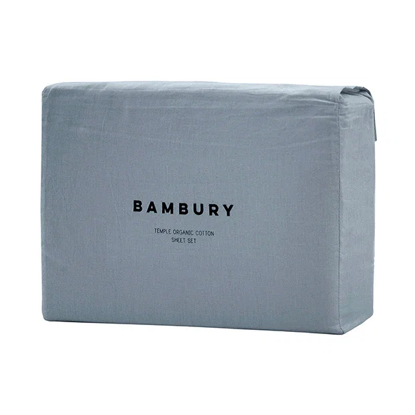 Bambury Temple Organic Cotton Sheet Set Steel Blue
