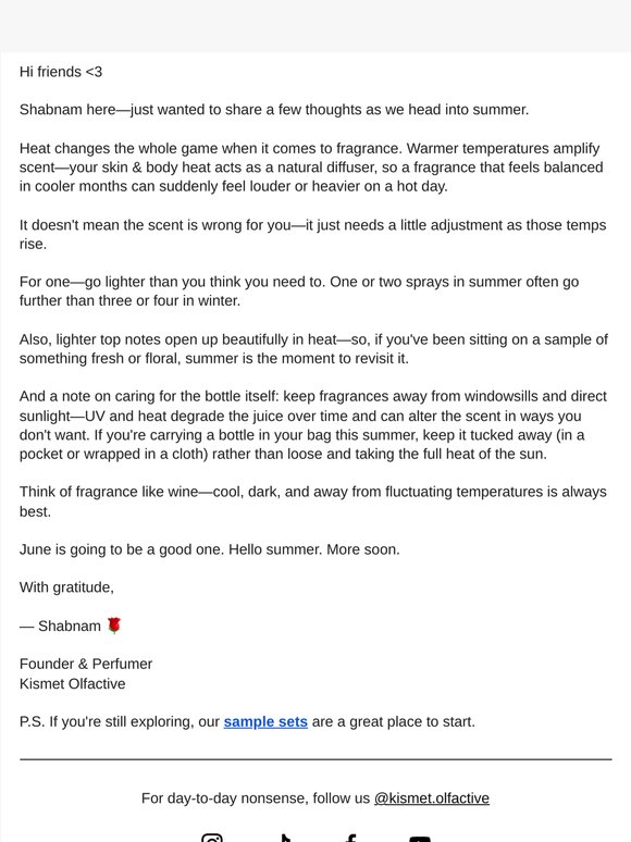 Some notes on fragrance & heat 🌸