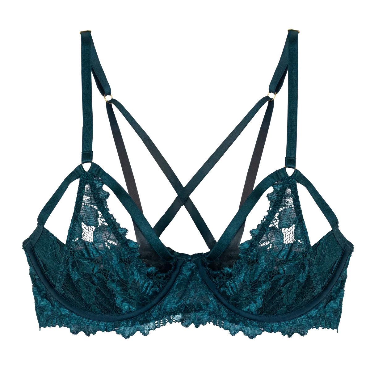 Image of Lacy Underwire Padded Bralette - Teal