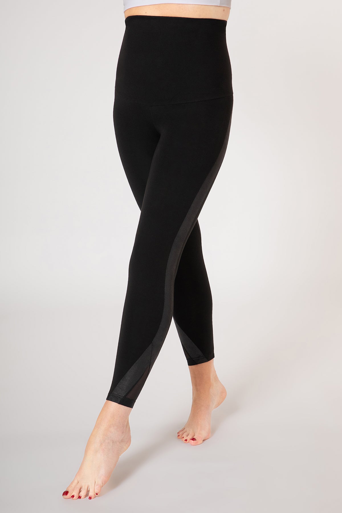 Extra Strong Compression Tummy Control High Waist Panel Leggings Black