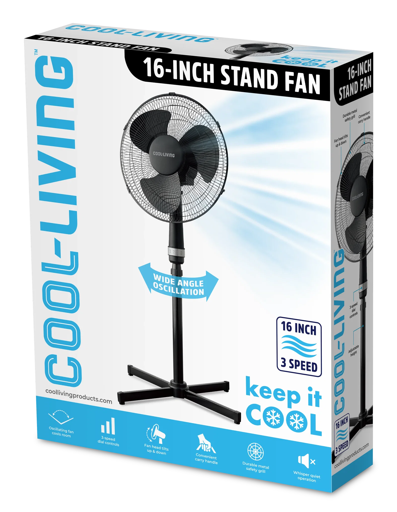 Image of 16 Electric Oscillating Pedestal Fan, 3-speed Options, 90-Degree Oscillating Head, Adjustable Height and Tilt, Powerful Air Flow, Ideal for Home, Bedroom & Office,