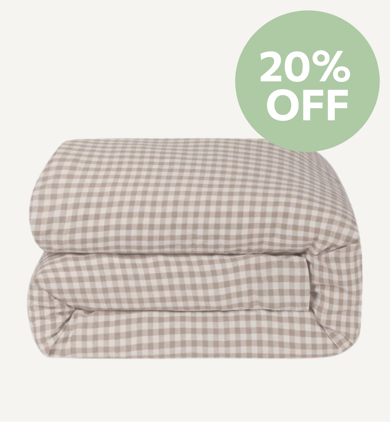 Mushroom Gingham 100% Linen Duvet Cover
