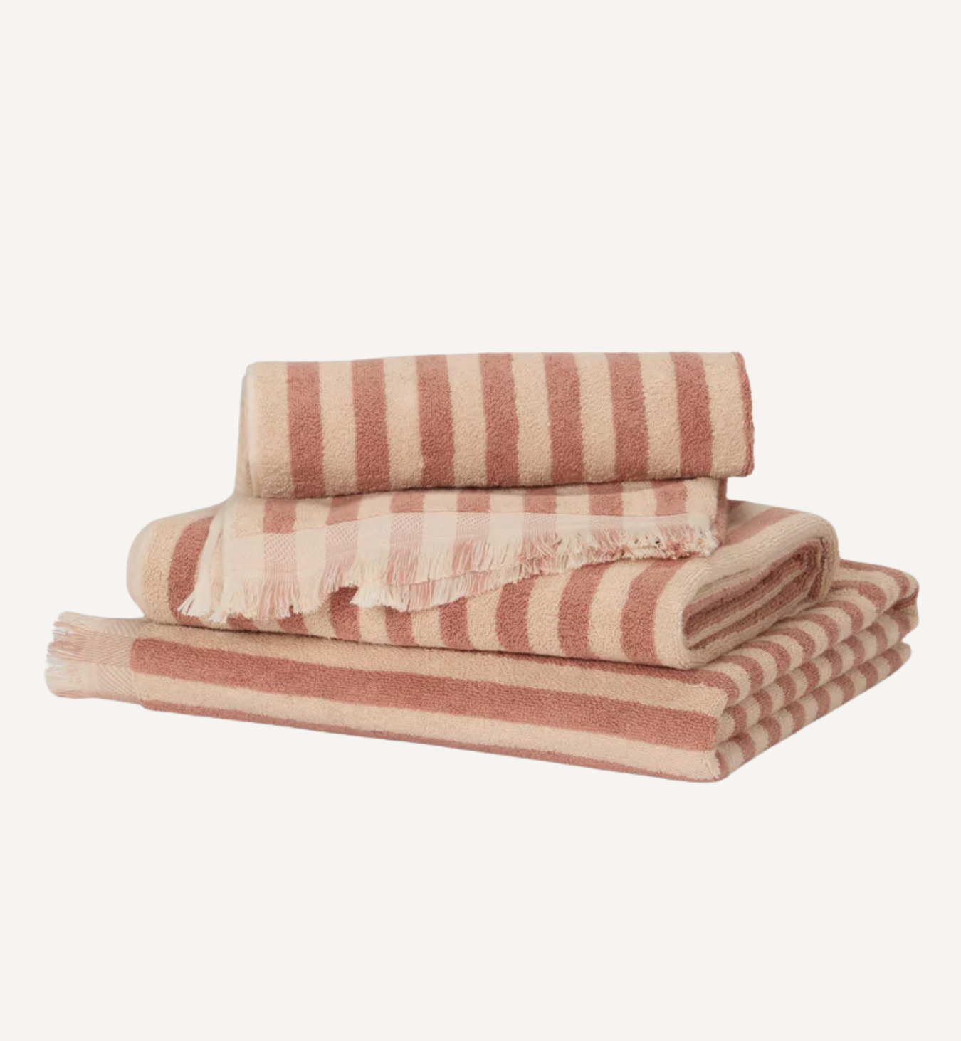 Sand Shell Pembroke Stripe Cotton Towels