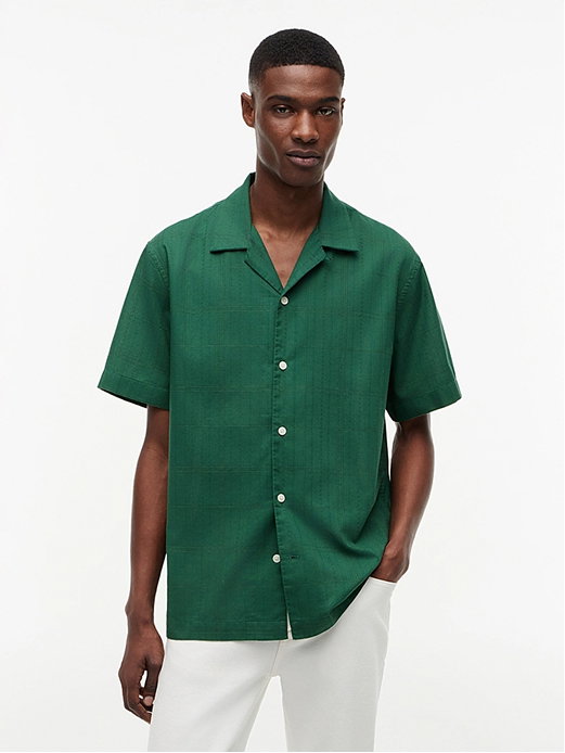 Relaxed Fit Windowpane Check Short Sleeve Shirt