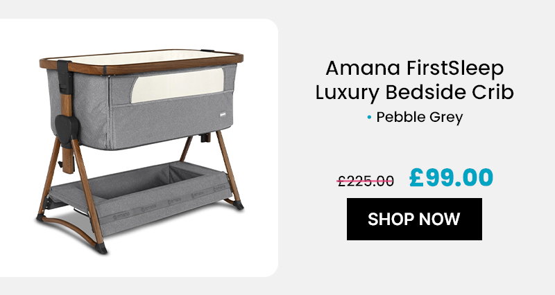 Amana FirstSleep Luxury Bedside Crib – Pebble Grey 