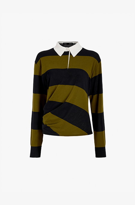 Corinna Top in Cotton Stripe in Black Multi