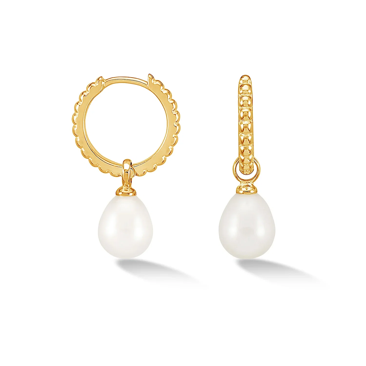 Image of Timeless Oval Pearl Charm Hoops