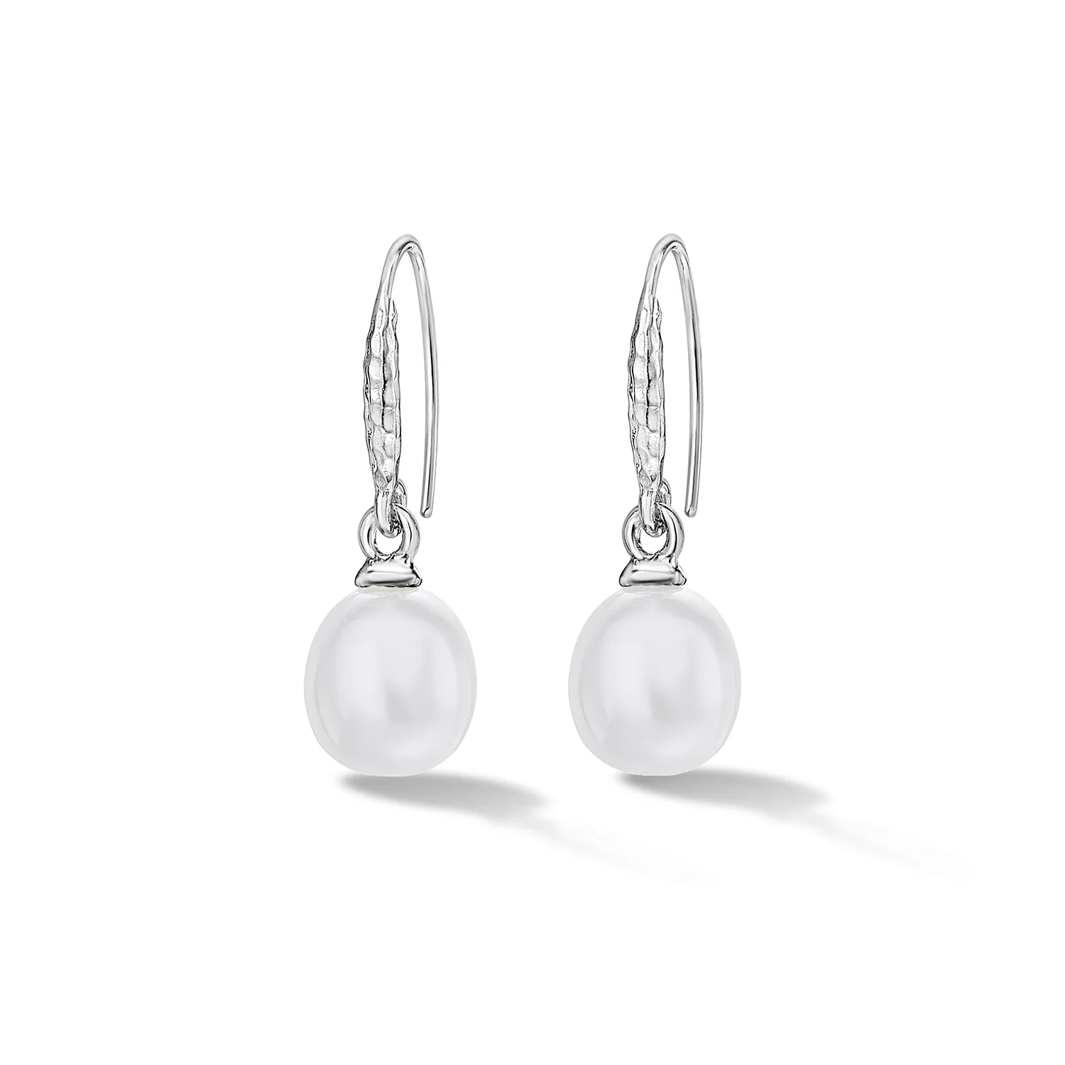 Image of 8mm Oval White Luna Pearl Drop Earrings