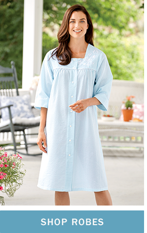 Shop Robes. Women's Snap-Front Cotton Seersucker Duster
