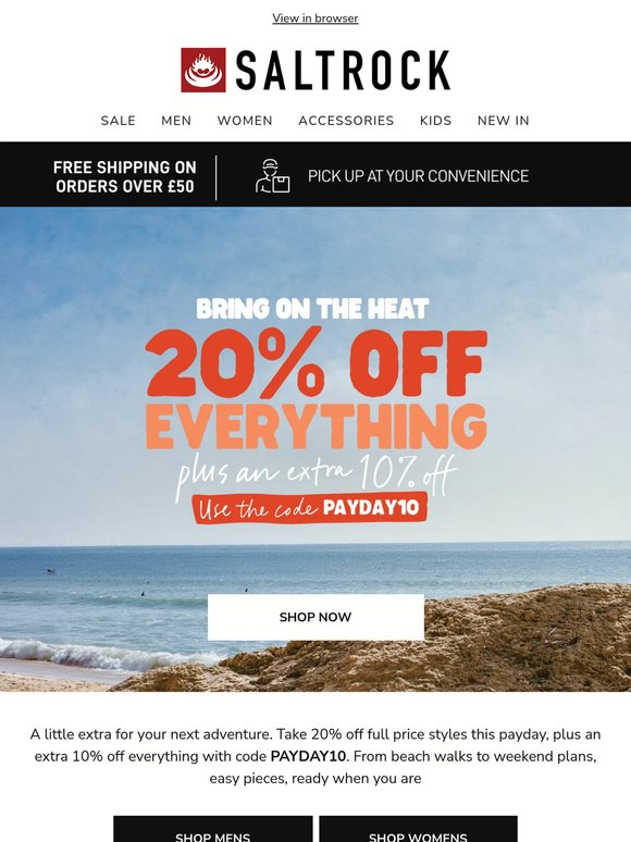 Still time: 20% off full price + extra 10% sitewide