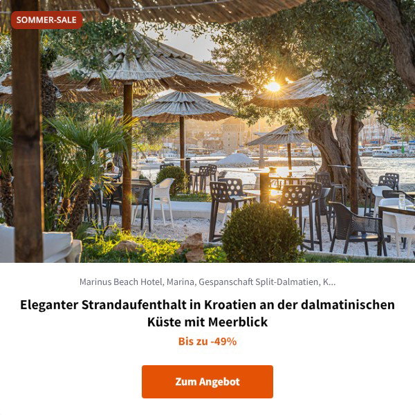 Eleganter Strandaufenthalt in Kroatien an der dalmatinischen Küste mit Meerblick