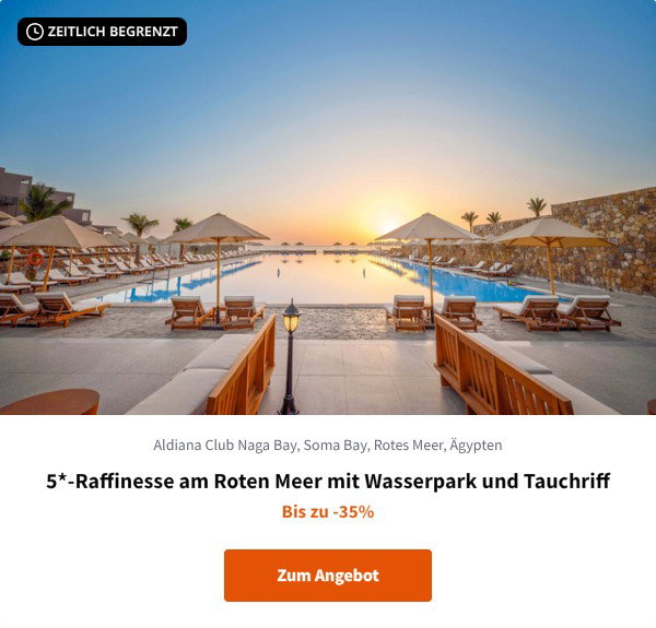 5*-Raffinesse am Roten Meer mit Wasserpark und Tauchriff