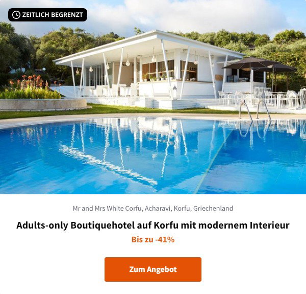 Adults-only Boutiquehotel auf Korfu mit modernem Interieur