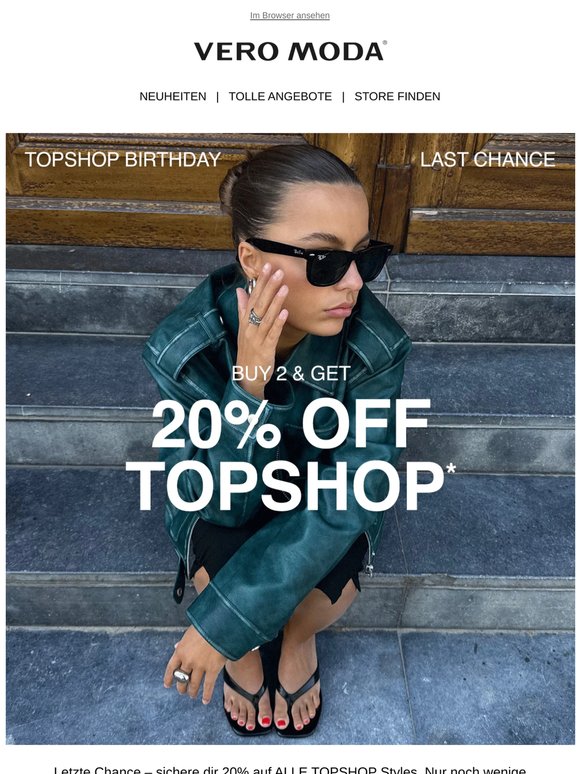 Letzter Aufruf: 20% auf ALLES von TOPSHOP 🎉