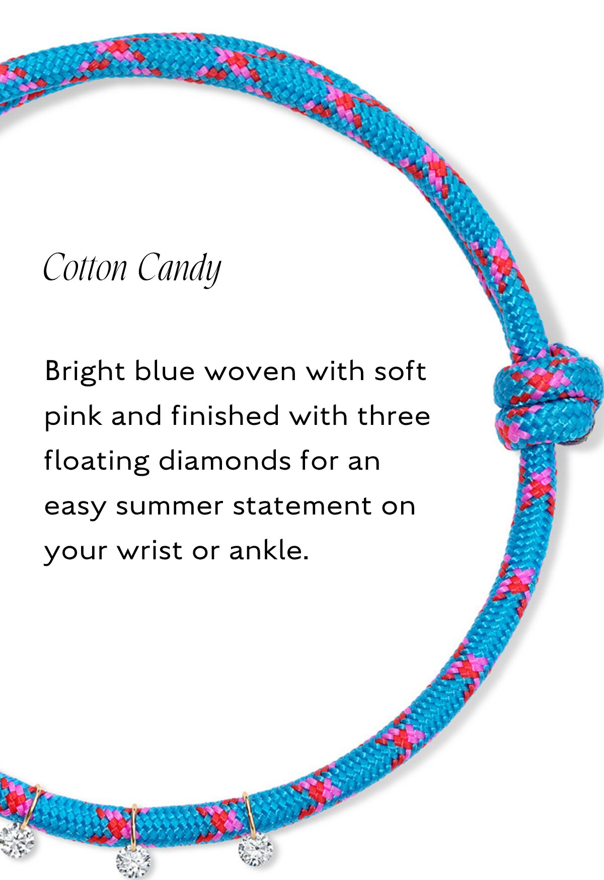 Cotton Candy Blue Paracord Anklet