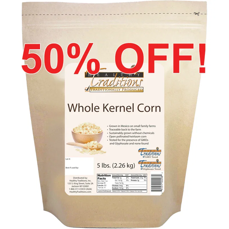 Image of GMO-tested Cónico Cremoso Whole Kernel Corn – 5 lb. Bag